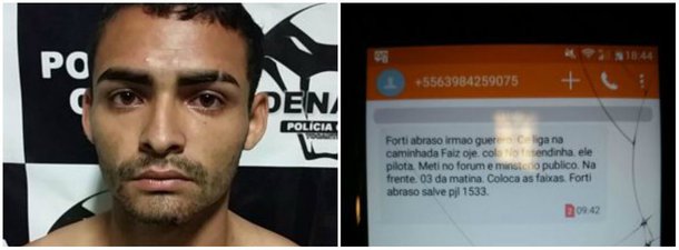 A Polícia Civil prendeu Jairo de Sousa Silva, vulgo “Guerreiro”, 22 anos de idade; ele é suspeito de pertencer a uma facção criminosa e planejar ataques a órgãos públicos de Palmas e foi capturado pela prática do crime de tráfico de drogas, quando se encontrava em uma residência, localizada na região Norte da Capital; sua missão era efetuar disparos de arma de fogo contra as fachadas dos prédios do Fórum e do Ministério Público, de acordo com o delegado Guilherme Rocha Martins, titular da Denarc e responsável pela operação que resultou na prisão de Jairo