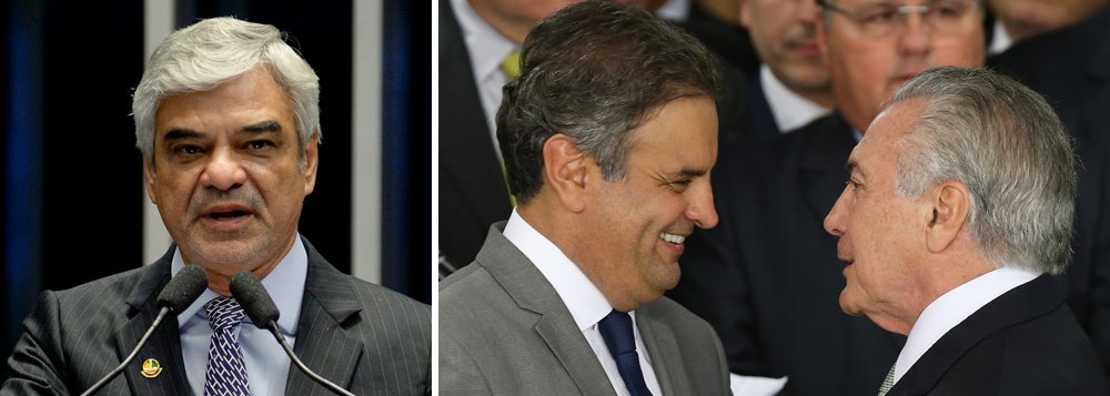 Revoltado com a portaria do governo Michel Temer que "revoga a Lei Áurea e reinstitui o trabalho escravo no Brasil", o líder da oposição no Senado, Humberto Costa (PT-PE), afirmou que a medida foi tomada em troca de votos para livrar "a cara do bandido-geral da República" na Câmara e tem de ser denunciada na Corte Interamericana de Direitos Humanos; "Ele prometeu R$ 200 milhões em emendas para o PSDB livrar a cara dele no Senado e recompensar o PMDB lá na Câmara com apoio ao empastelamento da segunda denúncia da PGR. Desse grande acordo, faz parte a restauração da escravidão", disse