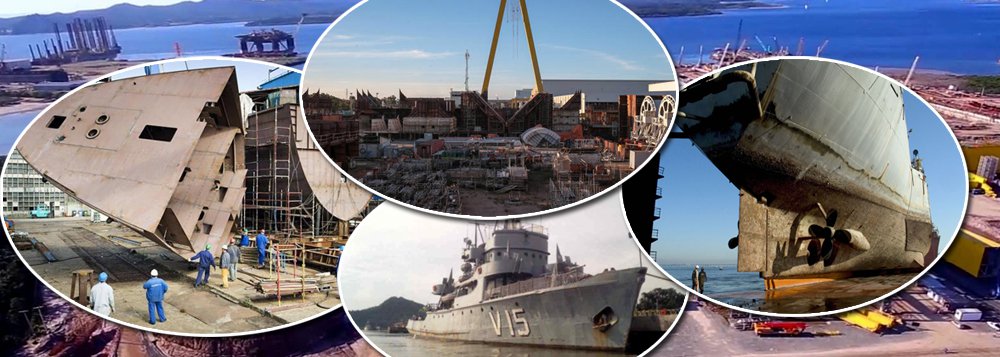 As construtoras brasileiras não foram as únicas arrasadas pela Lava Jato; a indústria naval também foi profundamente afetada pela operação; na esteira das delações, diversos estaleiros nacionais quebraram; por todo país, a paralisação dos estaleiros provocou a interrupção de obras que somam US$ 6 bilhões (cerca de R$ 20 bilhões); são vários navios, sete sondas, um casco de plataforma e quatro comboios hidroviários —formados, cada um, por quatro barcaças e um empurrador– parados em estaleiros no país, em diferentes estágios de construção; além do fechamento de vagas com a suspensão das obras, a paralisia aumenta o custo de embarcações, que já haviam sido contratadas a preços superiores aos praticados no mercado internacional