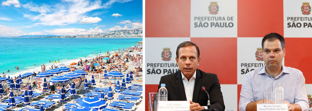 Embora funcionários da prefeitura de São Paulo precisem de um ano de trabalho para tirar férias, a vida é diferente para o alto escalão; vice-prefeito e secretário de Prefeituras Regionais, o tucano Bruno Covas, após sete meses no cargo, tirou 12 dias de descanso e partiu para a Croácia com três amigos
