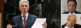 O empresário Marcos Valério foi intimado a prestar depoimento na Polícia Federal em Belo Horizonte, nesta sexta-feira 18, após a corporação obter informações de que alvos de sua delação premiada estariam se movimentando para aliciar testemunhas apontadas por ele; "Ele foi intimado em razão de informações que obtivemos de que a organização criminosa envolvida nas denúncias está tomando medidas com a finalidade de criar obstáculos para essa delação, através da cooptação de testemunhas e outras atuações", afirmou o policial Marcílio Miranda; segundo o deputado Rogerio Correia, o mandante é o senador Aécio Neves (PSDB-MG); "Liberado pelo STF, ele continua obstruindo a justiça, como sempre", afirma