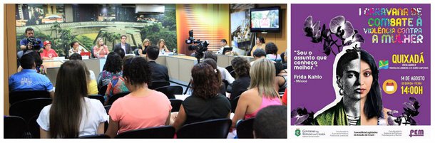 Será realizada hoje, à tarde, em Quixadá, a Caravana de Combate à Violência contra a Mulher. A iniciativa é das deputadas Augusta Brito (PCdoB), procuradora Especial da Mulher da Assembleia Legislativa e Rachel Marques (PT), presidente da Comissão de Direitos Humanos e Cidadania. O objetivo é levar conhecimento e debate sobre o tema, com o intuito de construir novas políticas públicas
 