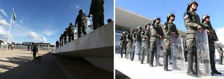 A Esplanada dos Ministérios amanheceu com militares protegendo os prédios públicos; a medida atende decreto do presidente Michel Temer publicado em edição extra do Diário Oficial da União, que “autoriza o emprego da Forças Armadas para a Garantia da Lei e da Ordem (GLO) no Distrito Federal”; o objetivo da medida é garantir a segurança dos servidores que trabalham nos ministérios e outras autarquias no centro da cidade