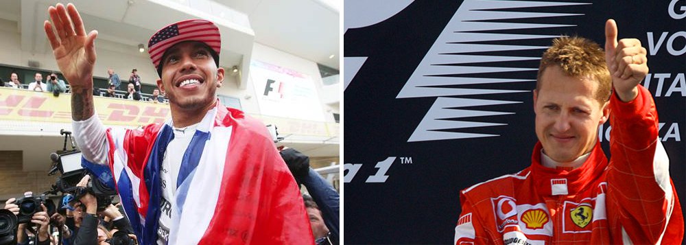 O tricampeão mundial de Fórmula 1 Lewis Hamilton igualou o recorde de 68 pole positions de Michael Schumacher neste sábado, com uma performance dominante nos treinos qualificatórios para o Grande Prêmio da Bélgica