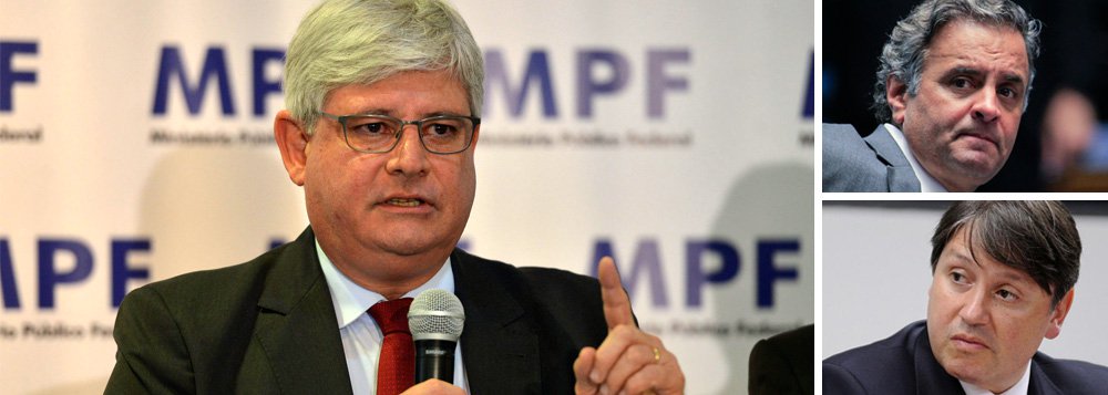 O procurador-geral da República, Rodrigo Janot, pediu novamente nesta segunda-feira (22) ao Supremo Tribunal Federal (STF) a prisão do senador Aécio Neves (PSDB-MG) e do deputado federal Rodrigo Rocha Loures (PMDB-PR); as prisões foram negadas pelo ministro Edson Fachin, porque ambos têm o foro privilegiado; no entanto, como Aécio e Rocha Loures foram afastados de seus mandatos, o caso, agora, será levado ao plenário da corte por Fachin; Aécio foi flagrado pedindo propina para Joesley Batista; Rocha Loures, que disse ser emissário de Michel Temer, recebeu uma mala com R$ 500 mil, mas disse que não sabia que ela tinha dinheiro