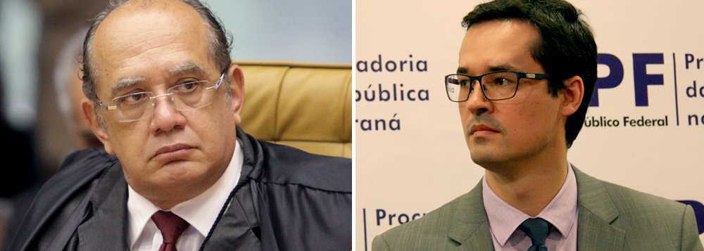 Voto decisivo na sessão que concedeu liberdade ao ex-ministro José Dirceu, depois de dois anos de prisão preventiva determinada pelo juiz Sergio Moro, o ministro Gilmar Mendes aproveitou para bater duro no procurador Deltan Dallagnol, que, nesta manhã, apresentou nova denúncia para tentar disputar a batalha da opinião pública contra o STF; "Não cabe a procurador da República pressionar o STF", disse ele; segundo Gilmar, a denúncia apresentada nesta terça foi uma "brincadeira juvenil" feita por "jovens que não tiveram vivência institucional"; Gilmar disse ainda aos demais ministros que "se cedêssemos a esse tipo de pressão, deixaríamos de ser o STF"