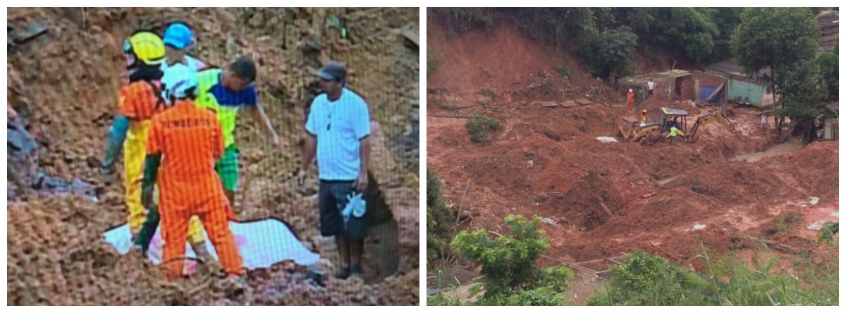 Foram encontrados durante buscas no começo da tarde desta terça-feira (30), na Grota da Cycosa, no bairro Santo Amaro, em Maceió, os corpos de Liliane Sherliane da Silva, de 22 anos, e sua filha, Melissa, de apenas 6 meses; elas estavam soterradas desde a madrugada do sábado (27), quando ocorreu o deslizamento da barreira devido às chuvas; duas pessoas ainda estão desaparecidas