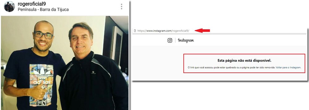 O atacante Roger, do Botafogo, apagou o seu perfil no Instagram após receber uma série de mensagens ofensivas; a página do atleta, que vinha sendo bastante visitada por celebridades e pessoas anônimas, inclusive com vídeos de solidariedade para a sua recuperação de uma cirurgia de retirada de um tumor em um dos rins, começou a receber mensagens ofensivas por conta de uma foto com o pré-candidato à presidência da República, Jair Bolsonaro; o parlamentar, considerado por muitos como um dos responsáveis pela onda de intolerância que se espalhou pelo país, agora é vitima do próprio veneno que ajudou a disseminar