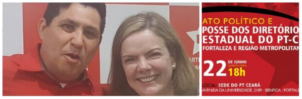 A senadora Gleisi Hoffmann, presidenta nacional do Partido dos Trabalhadores, estará em Fortaleza, no próximo dia 22, para participar do ato político de posse da nova direção estadual do PT. O presidente estadual, Fco. de Assis Diniz, foi reconduzido à presidência. Tomam posse, além do presidente, os membros do Diretório Estadual e dos conselhos de Ética e de Finanças. No ato político também deverá ser realizada a posse simbólica dos novos diretórios do PT dos municípios da Região Metropolitana de Fortaleza. Ainda em Fortaleza, a senadora deverá ter uma reunião com as mulheres do PT para conversar sobre as demandas do segmento