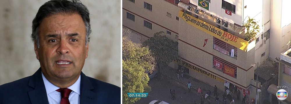Ex-funcionários do jornal Hoje em Dia, de Belo Horizonte, e integrantes do MST ocupam o prédio onde funcionava a veículo; segundo o empresário Joesley Batista, da JBS, o prédio foi comprado pelo grupo de forma superfaturada a pedido do senador afastado Aécio Neves (PSDB-MG); ex-funcionários do jornal esperavam que o prédio fosse penhorado para o pagamento de dívidas trabalhistas; sede do Hoje em Dia funciona atualmente na zona oeste da capital mineira