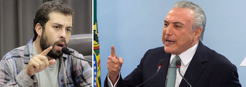 "O pronunciamento do Temer foi lamentável, patético. O medo dele é sair do Palácio do Planalto e ir direto para a prisão. Ele quer tempo para negociar com o Judiciário. Diante disso, teremos uma crise prolongada e não podemos sair das ruas", afirmou Guilherme Boulos, coordenador do MTST, sobre discurso de Michel Temer (PMDB), no qual afirmou que não vai renunciar