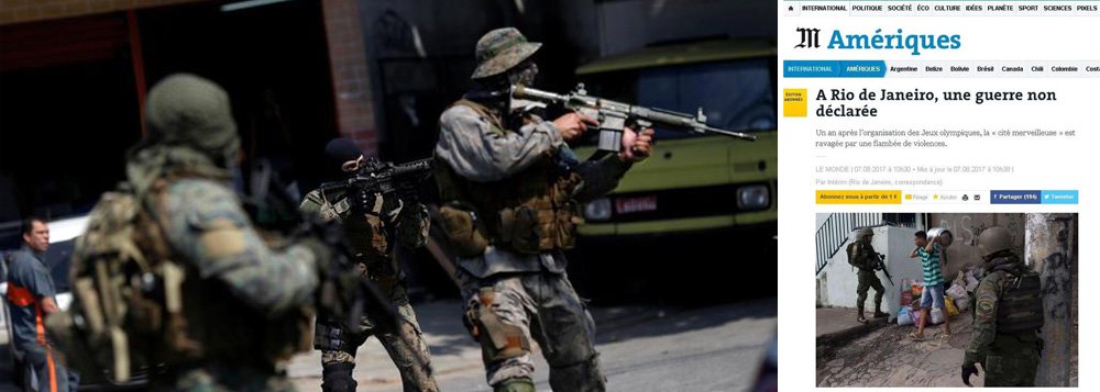 O jornal francês Le Monde traz uma matéria sobre os números alarmantes da violência no Rio de janeiro; segundo a reportagem o mês de julho parece ter sido amaldiçoado para a polícia militar no Rio, quando em apenas em um fim de semana, três policiais foram mortos e depois mais dez continuam a carnificina, afirma o diário; Monde lembra ha um ano a cidade vivia o fervor dos Jogos Olímpicos, e agora a "cidade maravilhosa" é capturado por essa insegurança crônica que se arrasta há décadas