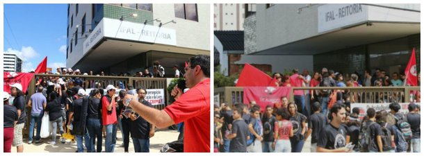 Alunos e servidores do Instituto Federal de Alagoas (Ifal) realizaram um protesto para denunciar supostas perseguições políticas que estariam acontecendo dentro da instituição; quatro professores estão respondendo a um Processo Administrativo Disciplinar (PAD) por possíveis atos de insubordinação e podem ser demitidos; eles teriam liderado a greve dos docentes ocorrida em 2014