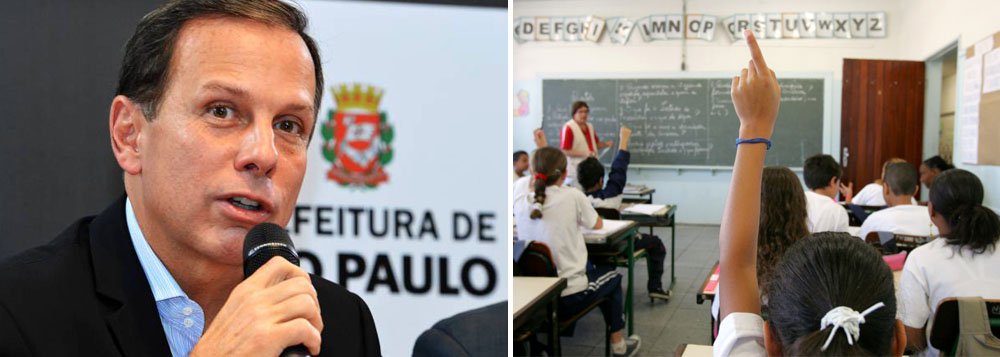 Prefeito de São Paulo, João Doria (PSDB), determinou um corte radical nos kits de material escolar fornecidos pela Prefeitura às escolas municipais. No início do mês, o corte alcança 50% do tamanho dos kits que contém itens como papel sulfite, cartolina e tinta guache, todos de uso coletivo no ambiente escolar ao longo do semestre; também não existe previsão de quando a situação será regularizada ou quando as escolas receberão os complementos necessários à realização das atividades; gestão tucana já havia promovido uma redução no programa Leve Leite, que resultou na diminuição do número de alunos beneficiados pela iniciativa