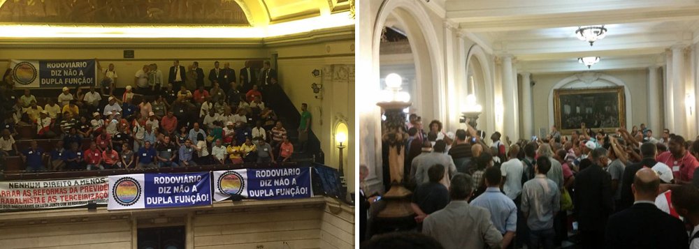 Uma sessão da Câmara dos Vereadores do Rio que discutia um projeto para que todos os ônibus da cidade voltem a contar com trocadores terminou em tumulto; as galerias estavam lotadas de rodoviários, que pressionavam pela aprovação da proposta. No entanto, os profissionais ficaram revoltados com a saída da pauta após ela receber uma emenda; no protesto, bolas de papel foram atiradas contra os vereadores, que foram xingados pelos rodoviários; o projeto já tramita na Casa há dez anos, e excetua os BRTs, que contam com sistema de pagamento automatizado