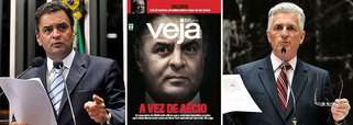 Deputado estadual Rogério Correia (PT-MG) repercutiu neste sábado, 1ª, a reportagem de capa da revista Veja contra o senador Aécio Neves, afirmando que ele recebeu propina em Nova York; "Nem a #VejaBandida esconde mais! Há muito denuncio Aécio Neves como o maior cara de pau do país! É a expressão do pequeno burguês de classe média alta que nunca trabalhou e dita normas moralistas para os outros", criticou; "Aécio continuará mimado e protegido pelo STF tucano? Só as ruas resolverão", afirmou