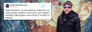 Ex-jogador e atualmente comentarista esportivo, Juninho Pernambucano usou o Twitter para criticar os defensores das ideias de extrema direita do deputado federal e pré-candidato à Presidência da República, Jair Bolsonaro (PSC-RJ); "Não sabia que bolsominions me seguiam. Por favor não me sigam. Não quero quantidade de seguidores e sim qualidade humana e caráter deles!", disse