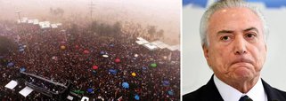 Ato que levou mais de 100 mil pessoas à praia de Copacabana, no Rio de Janeiro, neste domingo (28), para exigir a saída do presidente Michel Temer (PMDB), ganhou destaque na imprensa internacional; "O grito por novas eleições no Brasil toma a praia de Copacabana", destacou o jornal espanhol El País; rede britânica BBC classificou Temer como um "pato manco"(lame duck, no original), expressão usual que identifica presidente em final de mandato com poderes reduzidos, à espera de um sucessor; já o alemão Deutsche Welle, em sua página em inglês, anotou que artistas se uniram aos manifestantes, com destaque para o vencedor do Grammy Caetano Veloso, para pedir a saída de Michel Temer, que é rejeitado por 95% da população 