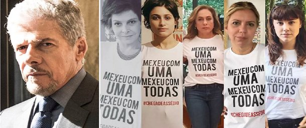 A Globo suspendeu o ator José Mayer de produções dos Estúdios Globo por tempo indeterminado; decisão foi tomada na segunda (3) e motivada pela denúncia de assédio sexual, envolvendo o ator e a figurinista Susllem Tonani; nesta terça (4), um grupo de funcionários, colaboradores e executivos da TV Globo se manifestou contra o assédio sexual, usando camisetas com as inscrições “Mexeu com uma mexeu com todas”, acompanhada da hashtag #chegadeassédio