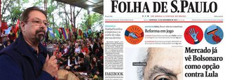 Jornalista critica a manchete principal da Folha de S.Paulo deste domingo 12, em que o jornal afirma que o mercado já vê Jair Bolsonaro como opção para derrubar Lula; "Somos 145 milhões de eleitores e quem vai definir a eleição de 2018, segundo a Folha, são os 10 mil homens com contas bancarias com mais de 10 milhões de dólares?", pergunta Florestan