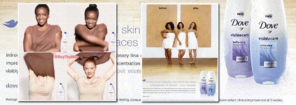 Uma mulher negra se torna branca depois de usar a loção Dove, como se pode ver na sequência de imagens da campanha lançada pela marca e que causou revolta entre internautas, fazendo a Dove a retirar o post e pedir desculpas no seu perfil oficial