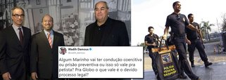 O deputado Wadih Damous (PT-RJ) usou de ironia para cobrar investigação das autoridades brasileiras sobre o pagamento de propina, pelo Grupo Globo, por direitos de transmissão de jogos das copas Libertadores da América e Sulamericana; "Algum Marinho vai ter condução coercitiva ou prisão preventiva ou isso só vale pra petista? Pra Globo o que vale é o devido processo legal?", questionou Damous em sua conta no Twitter; o deputado Paulo Pimenta (PT-RS) cobrou uma Lava Jato para investigar o caso