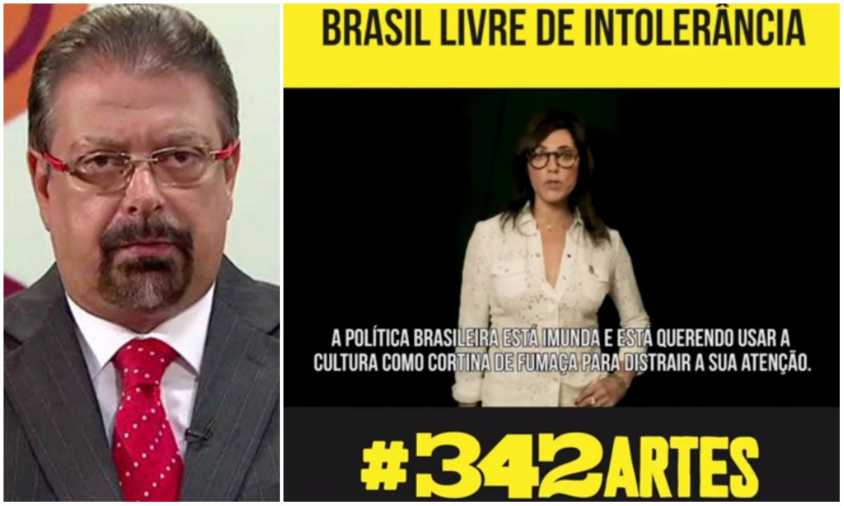 "Com a censura dos fascistas às artes e à educação, alguns 'famosos' parecem ter se dado conta do monstro que se apodera aos poucos da Nação. Como diz o ditado: 'antes tarde do que nunca'. Sejam bem-vindos à luta, amigos. A participação de vocês é fundamental na defesa das artes, da democracia, da liberdade e dos direitos do cidadão", publicou o jornalista no Facebook, ao elogiar uma campanha contra a intolerância criada por artistas; assista