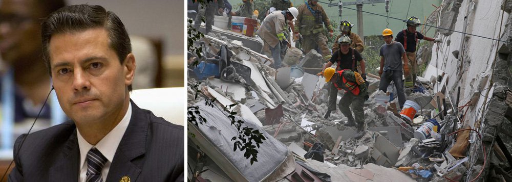 Presidente do México, Enrique Peña Nieto, anunciou três etapas de ações após o forte terremoto da última terça-feira e pediu aos voluntários que apoiem o trabalho de auxílio às vítimas; resposta do governo será dividida em três partes: apoio à população afetada, elaboração de um censo abrangente de danos materiais e reconstrução; até agora, as autoridades registraram 230 mortes por causa do terremoto de magnitude 7,1, das quais 100 na Cidade do México