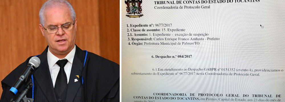 O prefeito Carlos Amastha (PSB) e a Prefeitura de Palmas estão pedindo ao Tribunal de Contas do Estado (TCE) a suspeição do conselheiro Alberto Sevilha, que tomou várias decisões que contrariaram a gestão municipal; é ele, por exemplo, o responsável pela suspensão total do Decreto 1.321 de 2016, que impediu a atualização em 25% a Planta de Valores da Capital; o IPTU foi recolhido este ano sem reajuste