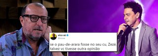 O jornalista Xico Sá criticou o cantor sertanejo Zezé di Camargo, que em entrevista afirmou que "nós não vivíamos numa ditadura, nós vivíamos num militarismo vigiado", sobre a ditadura militar instalada com o golpe de 1964; "Zezé di Camargo reabriu ditabranda inventada pela Folha de S. Paulo. Se tivessem ouvido pelo menos os gritos nos porões jamais falariam isso. Se o pau-de-arara fosse no seu cu, Zezé, talvez vc tivesse outra opinião", disse Xico Sá em sua conta no Twitter