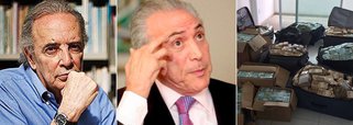 A propina de R$ 51 milhões apreendida no bunker de Geddel Vieira Lima, braço de direito de Michel Temer, agravará muito a situação política do ocupante do Palácio do Planalto; "derrubada Dilma, Geddel estava na primeira fila a entrar no Planalto, feito ministro da Secretaria de Governo de Temer – um dos dois ministros que sabem e lidam com tudo no governo", diz o colunista Janio de Freitas