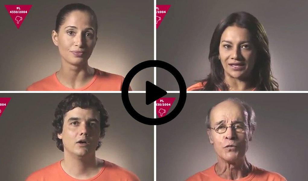 Viraliza nas redes sociais um vídeo em que vários artistas criticam e pedem mobilização sociedade contra o projeto de terceirização irrestrita de mão-de-obra, que pode ser votado nesta quarta-feira, 22, pela Câmara dos Deputados; atores Camila Pitanga, Wagner Moura, Dira Paes, entre outros, destacam que a terceirização trará benefícios apenas para os empresários, enquanto a classe trabalhadora somente perderá direitos conquistados na CLT; "Imagine a escola do seu filho sem professores, hospitais sem médicos e enfermeiros, uma construtora sem operários. Todos substituídos por funcionários com menos direitos e garantias"