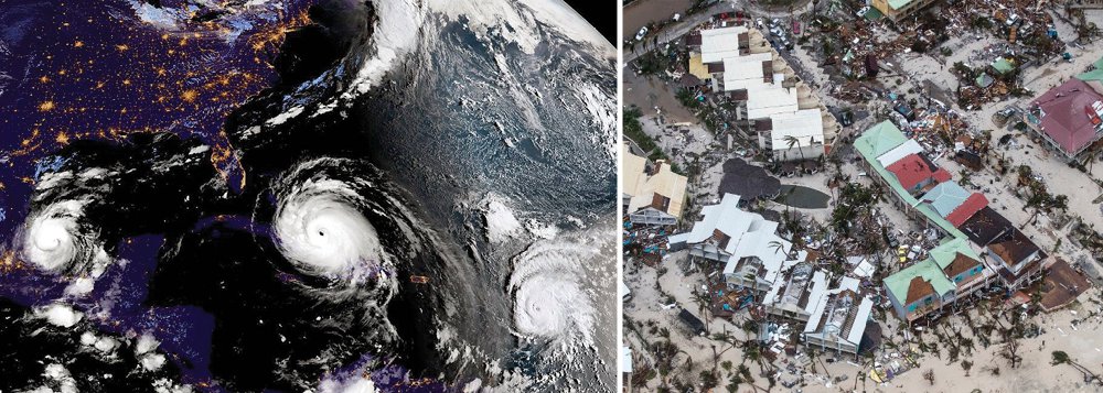 O furacão Irma chegou na noite desta desta sexta-feira (8) à costa norte de Cuba depois de deixar um rastro de destruição em sua passagem pelo Caribe; o gigantesco furacão atingiu o arquipélago de Camagüey, a 190 km de Caibarién, às 3h da madrugada; a cidade cubana fica a apenas 485 km de Miami; na Flórida, onde meteorologistas alertam que a tempestade pode elevar em até oito metros os níveis normais do mar, mais de meio milhão de pessoas serão evacuadas provocando um êxodo em massa que é dificultado por engarrafamentos e falta de combustível