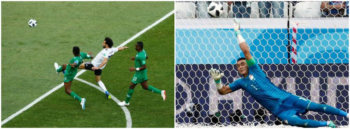 A Arábia Saudita conseguiu sua primeira vitória na Copa do Mundo de 2018 ao derrotar o Egito por 2 x 1 com um gol nos acréscimos que anulou golaço do egípcio Mohamed Salah aos 22 minutos do primeiro tempo, em partida entre os dois eliminados do Grupo A