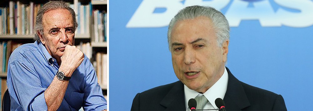 Num contundente artigo, o colunista Janio de Freitas aponta como é aberrante o governo de Michel Temer, que, mesmo rejeitado por 94% dos brasileiros e sem nenhuma legitimidade, se propõe a vender na bacia das almas as riquezas nacionais; "Governo em que 94 a cada 100 brasileiros não confiam nem deveria existir: é um dejeto institucional", afirma