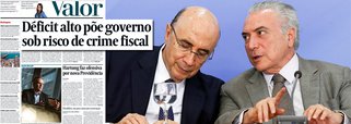 Depois da farsa das acusações de pedaladas que justificaram o golpe que derrubou Dilma Rousseff, o Valor Econômico admite, em sua manchete desta segunda-feira, que o caos econômico da dupla Michel Temer e Henrique Meirelles está empurrando o Brasil para o buraco; o jornal relata a preocupação da equipe econômica com os riscos de descumprimento da chamada "regra de ouro" das finanças públicas, o artigo 167 da Constituição, que proíbe a emissão de dívida em valor superior às despesas de capital (essencialmente investimentos) do exercício; ou seja: o deficit recorde já põe o governo em risco de crime fiscal