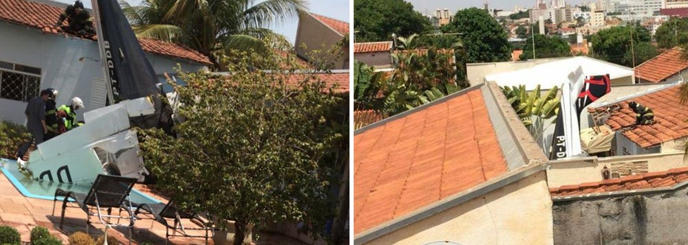 Um avião de pequeno porte caiu nesta segunda-feira (9) no quintal de uma casa no Jardim Alto Rio Preto, em São José do Rio Preto (SP) - a residência fica na rua Noruega, ao lado do aeroporto Professor Eribelto Manoel Reino, onde o avião pousaria; três pessoas que estavam dentro da aeronave morreram, de acordo com informações do Corpo de Bombeiros