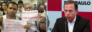 Moradores de Osasco, região metropolitana de São Paulo, receberam o prefeito com ovos e aos gritos de "Fora, Doria"; tucano teve que deixar a Câmara Municipal, onde foi receber uma homenagem, protegido por seguranças da Casa; confira o vídeo