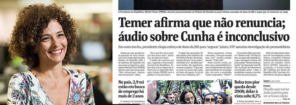 Jornalista Paula Cesarino Costa, ombudsman da Folha, destacou neste domingo, 21, que se no primeiro momento o jornal "abraçou apressadamente a versão do furo que tomara", foi "enfático demais" a decretar a inconclusividade da gravação; "Mesmo com a dúvida sobre esse trecho, o conteúdo do áudio representava uma conversa grave e comprometedora do chefe do Executivo. Vários leitores reagiram com indignação à mudança de posição da Folha", diz Costa