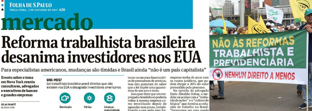 "Mil vezes mais obsceno que o 'peladão' do MAM em São Paulo é a manchete da editoria de 'Mercado' da Folha. Não dá para mostrar para crianças", diz o jornalista Fernando Brito, do Tijolaço; "É uma elite apátrida, desumana, atrasada como a dos senhores de engenho que mandavam seus filhos estudarem em Coimbra. Pior ainda, os mandam fazer compras em Miami", diz Brito