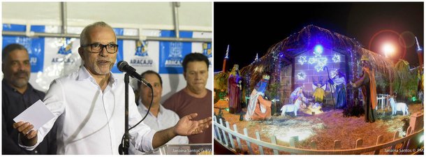 O prefeito Edvaldo Nogueira inaugurou o presépio e a iluminação natalina do Parque Governador Augusto Franco (Sementeira); feito em parceria com o setor privado, através da Energisa, a iniciativa é mais um passo da retomada da programação comemorativa de Natal e Réveillon de Aracaju; Edvaldo ressaltou que a retomada da programação natalina é também uma forma de comemorar a reconstrução da cidade; "Todos lembram como foi o ano passado. O lixo estava nas ruas, os servidores não tinham recebido seus salários, não houve Natal Iluminado nem Réveillon. Foram muitos os desafios ao longo de 2017", disse