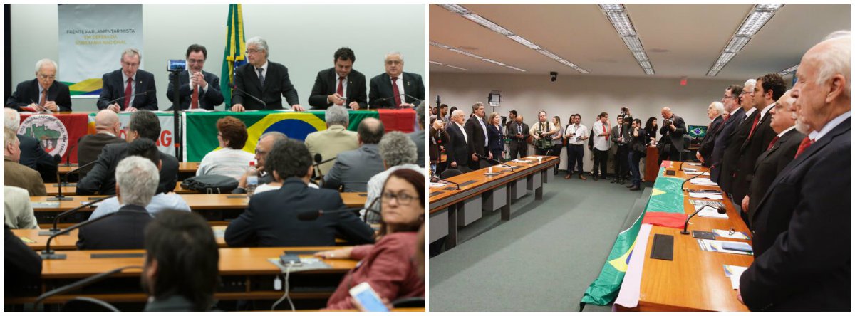 Frente é presidida pelo senador Roberto Requião (PMDB-PR) e tem o deputado Patrus Ananias (PT-MG) como secretário-geral; participaram também do lançamento os ex-ministros Luís Carlos Bresser-Pereira e Celso Amorim; "O que existe no Brasil é um vendaval neoliberal", disse Amorim; segundo o embaixador Samuel Pinheiro Guimarães, que também esteve no ato, a soberania pertence ao povo e não a governo ilegítimo