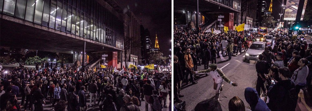 A Avenida Paulista já está lotada de manifestantes na noite desta quarta-feira 17, data em que o governo Michel Temer teve seu fim decretado com uma delação bomba do empresário Joesley Batista, que leva junto o senador Aécio Neves; nas ruas, os manifestantes pedem a saída de Temer e eleições diretas