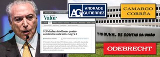 O Tribunal  de Contas da União tomou uma decisão que reduzirá a concorrência no mercado brasileiro de engenharia, já combalido pela Lava Jato, e permitirá que apenas três empresas de porte – Odebrecht, Andrade Gutierrez e Camargo Corrêa – participem de licitações públicas; outras empresas, como UTC, Techint e Queiroz Galvão, foram declaradas inidôneas e não poderão assinar contratos com governos pelos próximos cinco anos; uma das alegações do TCU é que a Controladoria-Geral da União do governo de Michel Temer não firmou acordos de leniência com as empresas agora declaradas inidôneas;  Floriano Azevedo Neto, representante da Queiroz Galvão, disse que a punição não se baseava em "provas condizentes"; com a combinação Temer-TCU, Brasil passa a ter agora um megacartel de empreiteiras