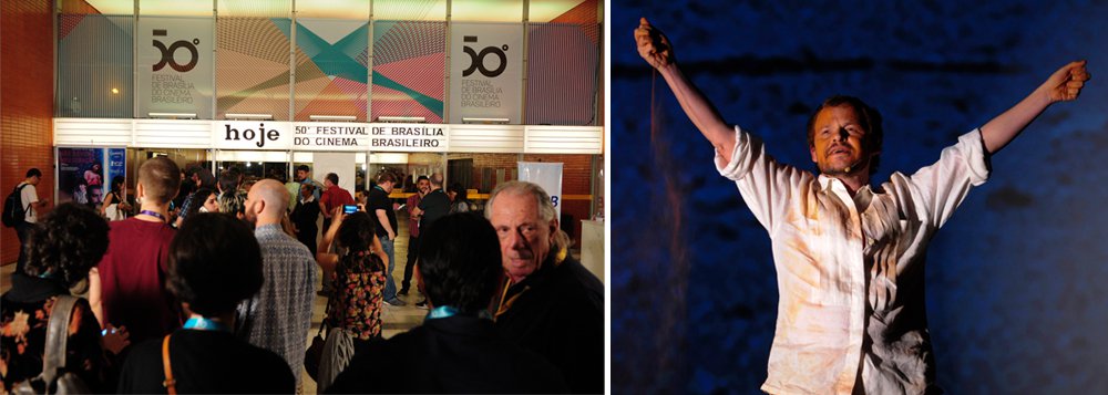 O FORA TEMER não ecoou só no Rock in Rio. Na noite inaugural do Festival de Brasília do Cinema Brasileiro, o ator Matheus Nachtergaele, depois de arrepiante performance – evocando os candangos (trabalhadores que construíram e povoaram Brasília, e a terra vermelha do cerrado para lembrar os 50 anos de história do mais antigo festival do país) – gritou FORA TEMER e foi acompanhado por coro poderoso