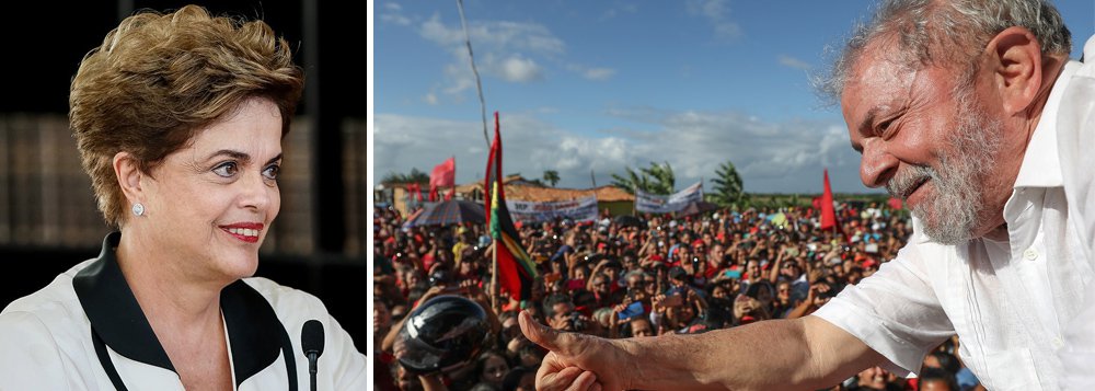 Presidente legítima Dilma Rousseff se junta nesta quinta-feira (24) à caravana Lula na chegada ao Recife; caravana já passou por Bahia, Sergipe e Alagoas e o nome da ex-presidenta esteve presente nos discursos de Lula nas 13 cidades já percorridas. Frequentemente é mencionada como parceira na construção, manutenção e ampliação de políticas públicas, programas sociais e investimentos em infraestrutura que alteraram o PIB nordestino e a realidade da população nos últimos anos. Pela mesma razão, a petista é frequentemente tema de cartazes e manifestações de apoio popular durante as manifestações
 