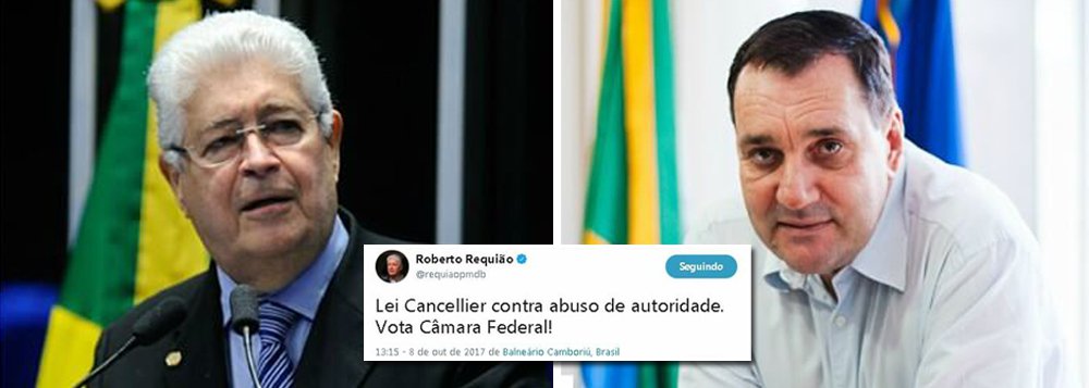 O senador Roberto Requião (PMDB-PR), em homenagem póstuma, batizou com o nome do reitor Luiz Carlos Cancellier a lei que pune o abuso de autoridade. Requião disse ainda que saudou o início e resultados da lava jato com entusiasmo, mas disse não pode aceitar a seletividade e o arbítrio que tomou a força-tarefa em seguida. “Vejo com horror declaração pública de corporações a favor da estúpida repressão ao reitor Cancellier”, criticou o parlamentar ao referir-se à nota conjunta de procuradores defendendo a ação da PF. “Lei Cancellier contra abuso de autoridade. Vota Câmara Federal!”, pede o senador Roberto Requião, que relatou o projeto já aprovado pelo Senado