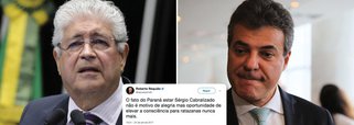 O senador Roberto Requião (PMDB-PR), pelo Twitter, disse neste sábado (23) que o Paraná está sendo "Sérgio Cabralizado" pelo governador Beto Richa (PSDB); "O fato do Paraná estar Sérgio Cabralizado não é motivo de alegria mas oportunidade de elevar a consciência para ratazanas nunca mais", disparou; Requião faz referência ao ex-governador Sérgio Cabral (PMDB), do Rio de Janeiro, preso desde novembro do ano passado, condenado a 45 anos, que responde pelos crimes de corrupção passiva, lavagem de ativos e organização criminosa