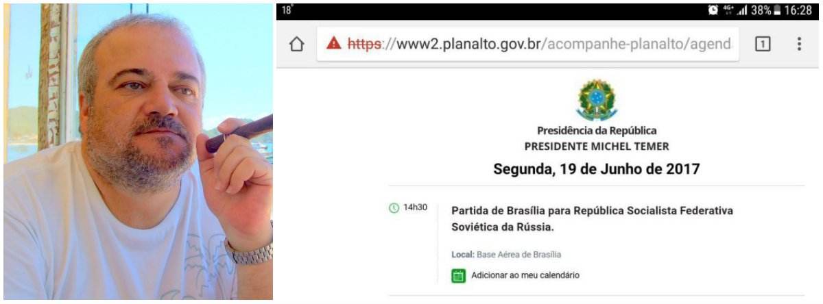 Jornalista Mario Marona, ex-Globo, destaca em seu Facebook os fatos do País em apenas um dia; um político diz que não pode ter se encontrado com um empresário corrupto porque na data estava preso, um ministro se encontra com o chefe da CIA no Brasil e divulga sua identidade e Temer viaja para a União Soviética; "Como será amanhã?", pergunta ele