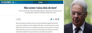 "Operações à margem de controles e registros legais são punidas, por lei", lembra editorial do jornal O Globo nesta terça-feira; "As leis são claras. As interpretações é que são de conveniência. Faz sentido investigar e punir o uso da lavagem de propina via doação formalmente legal a políticos, assim como dar a devida importância à origem dos recursos como fator determinante para se avaliar a lisura da operação", destaca